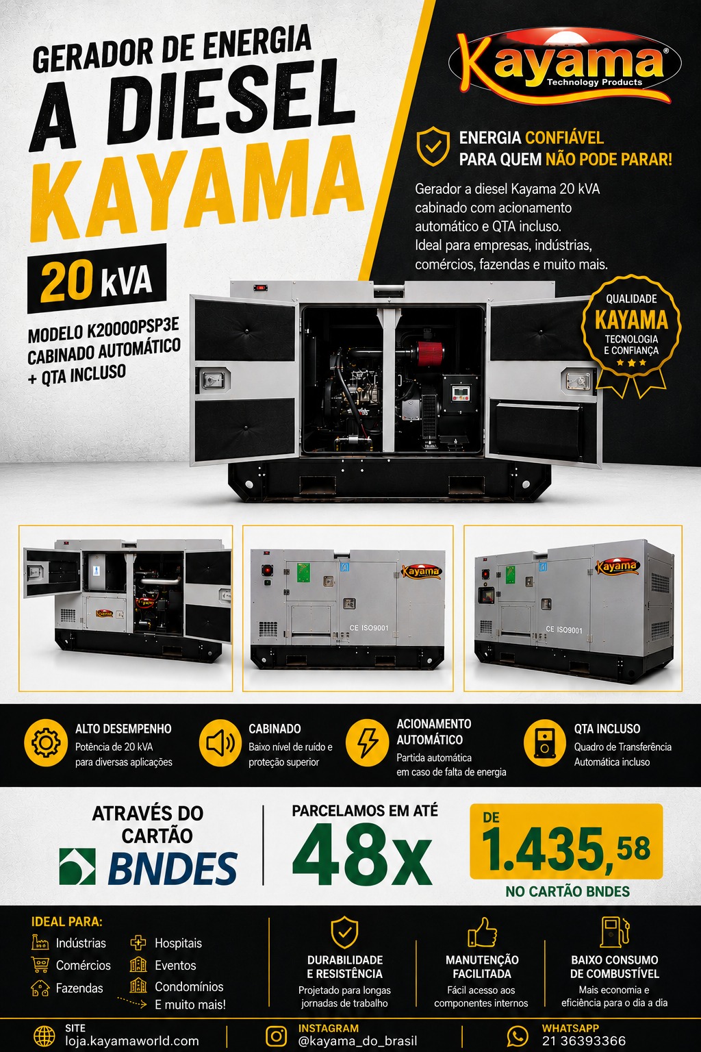 Anúncio do gerador Kayama 20 kVA a diesel